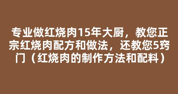 专业做红烧肉15年大厨，教您正宗红烧肉配方和做法，还教您5窍门（红烧肉的制作方法和配料）