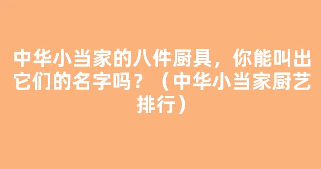 中华小当家的八件厨具，你能叫出它们的名字吗？（中华小当家厨艺排行）