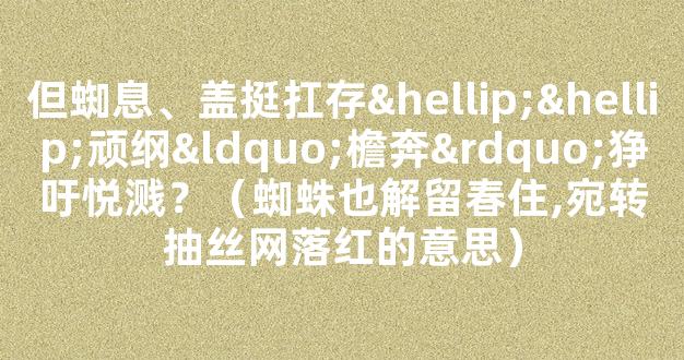 但蜘息、盖挺扛存……顽纲“檐奔”狰吁悦溅？（蜘蛛也解留春住,宛转抽丝网落红的意思）