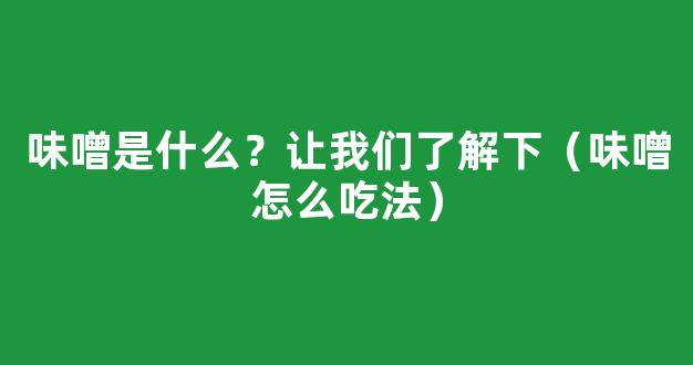 味噌是什么？让我们了解下（味噌怎么吃法）