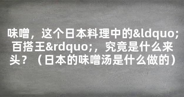 味噌，这个日本料理中的“百搭王”，究竟是什么来头？（日本的味噌汤是什么做的）