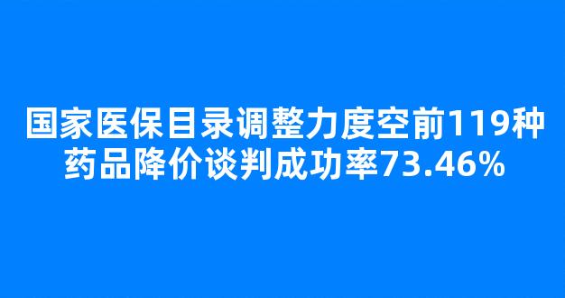 国家医保目录调整力度空前119种药品降价谈判成功率73.46%