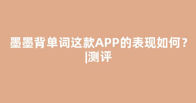 墨墨背单词这款APP的表现如何？|测评