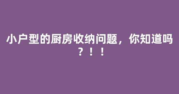 小户型的厨房收纳问题，你知道吗？！！