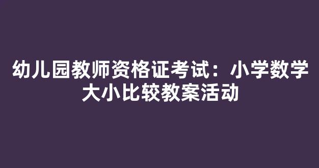 幼儿园教师资格证考试：小学数学大小比较教案活动