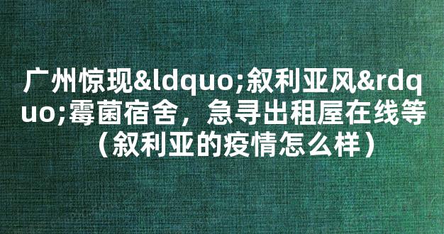 广州惊现“叙利亚风”霉菌宿舍，急寻出租屋在线等（叙利亚的疫情怎么样）