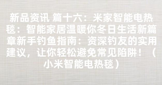 新品资讯 篇十六：米家智能电热毯：智能家居温暖你冬日生活新篇章新手钓鱼指南：资深钓友的实用建议，让你轻松避免常见陷阱！（小米智能电热毯）