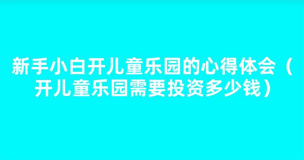 新手小白开儿童乐园的心得体会（开儿童乐园需要投资多少钱）