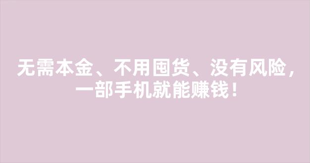 无需本金、不用囤货、没有风险，一部手机就能赚钱！