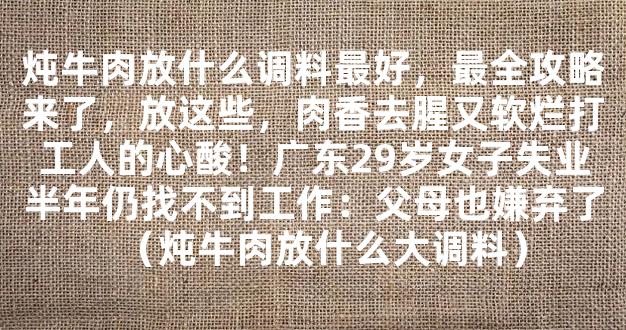 炖牛肉放什么调料最好，最全攻略来了，放这些，肉香去腥又软烂打工人的心酸！广东29岁女子失业半年仍找不到工作：父母也嫌弃了（炖牛肉放什么大调料）