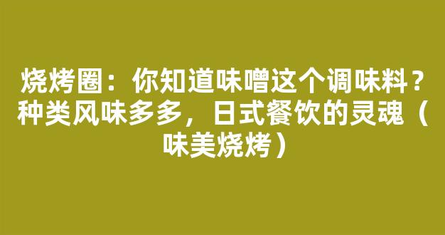 烧烤圈：你知道味噌这个调味料？种类风味多多，日式餐饮的灵魂（味美烧烤）