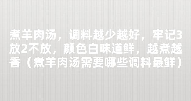 煮羊肉汤，调料越少越好，牢记3放2不放，颜色白味道鲜，越煮越香（煮羊肉汤需要哪些调料最鲜）