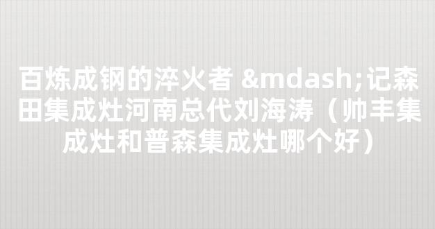 百炼成钢的淬火者 —记森田集成灶河南总代刘海涛（帅丰集成灶和普森集成灶哪个好）