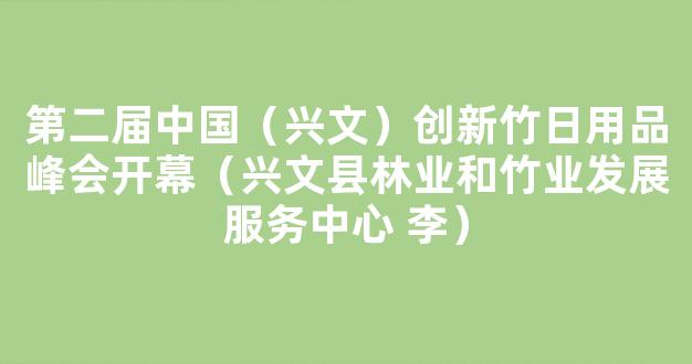 第二届中国（兴文）创新竹日用品峰会开幕（兴文县林业和竹业发展服务中心 李）