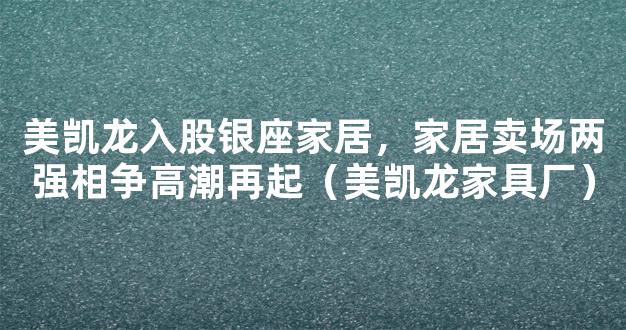 美凯龙入股银座家居，家居卖场两强相争高潮再起（美凯龙家具厂）