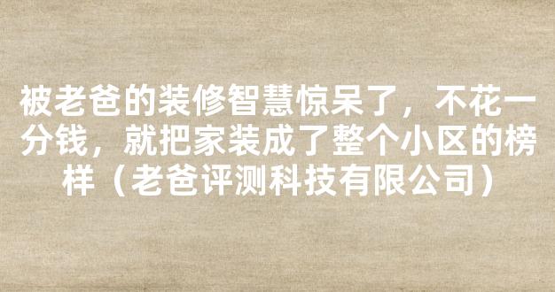 被老爸的装修智慧惊呆了，不花一分钱，就把家装成了整个小区的榜样（老爸评测科技有限公司）