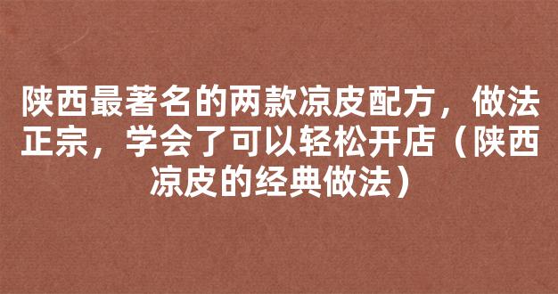 陕西最著名的两款凉皮配方，做法正宗，学会了可以轻松开店（陕西凉皮的经典做法）