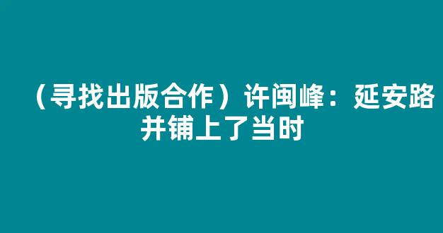 （寻找出版合作）许闽峰：延安路并铺上了当时