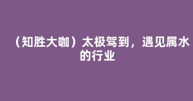 （知胜大咖）太极驾到，遇见属水的行业