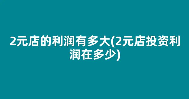 2元店的利润有多大(2元店投资利润在多少)